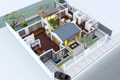 Không gian nhà biệt thự 1 tầng cực chất tại Hà Nội