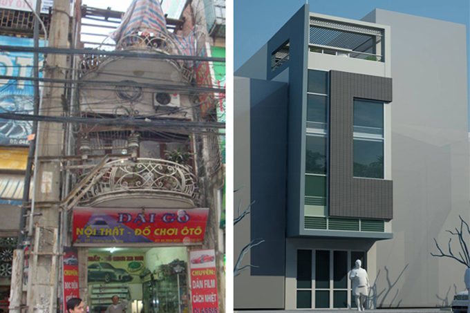 Cải tạo nhà phố 4 tầng 4x15m kết hợp kinh doanh ở Giải Phóng – Hiện trạng & Phối cảnh cải tạo