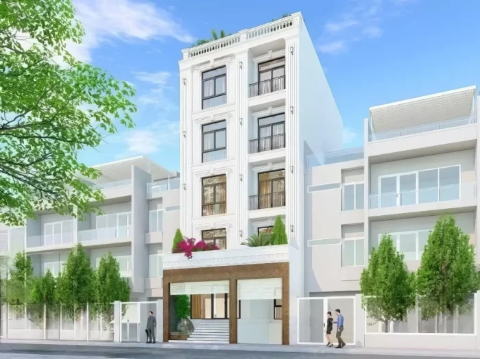 Mẫu nhà ống 4 tầng tân cổ điển có tầng hầm để xe